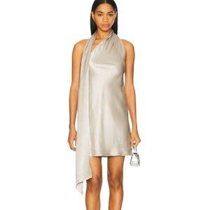 Auteur Studio Cassidy Dress in Grey Small New Womens Silver Satin Mini